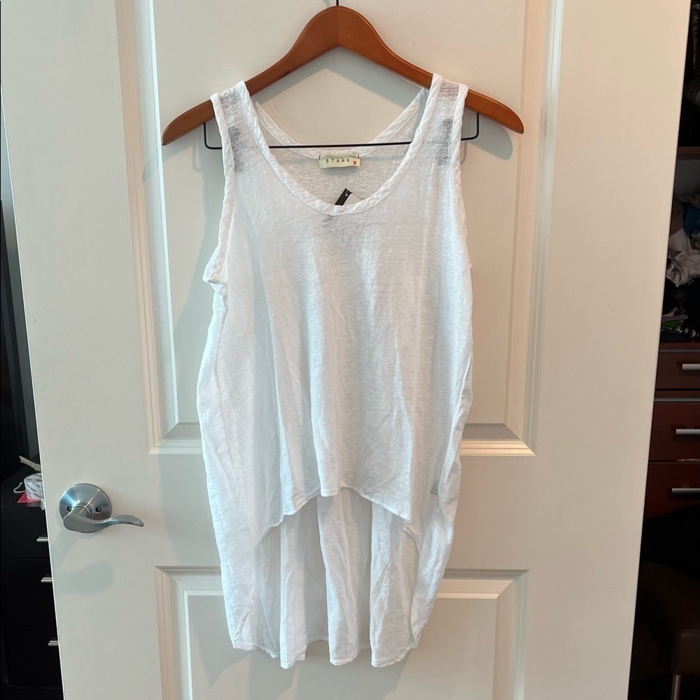 Stark X Women's White Linen Tank Top